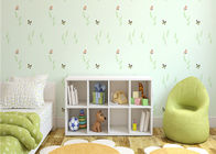 非編まれたEcoの友好的な子供の寝室の壁紙の蝶および緑植物パターン